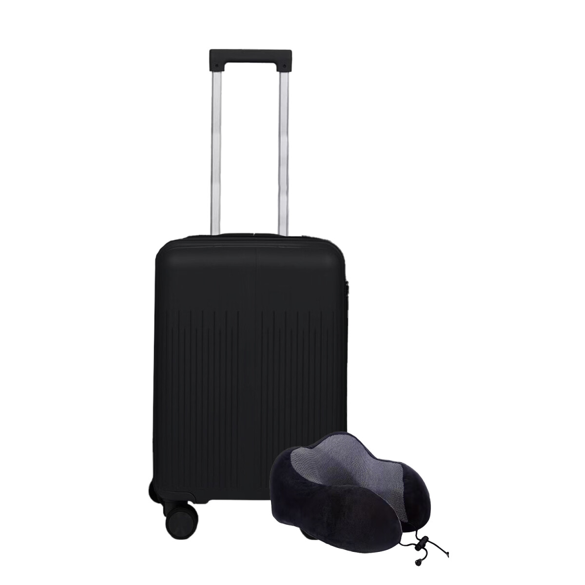 Set Valija CarryOn Rigida + Almohadón Cervical Memoria Negro - Negro 