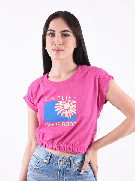 REMERA LIFE IS GOOD ROSA CHICLE