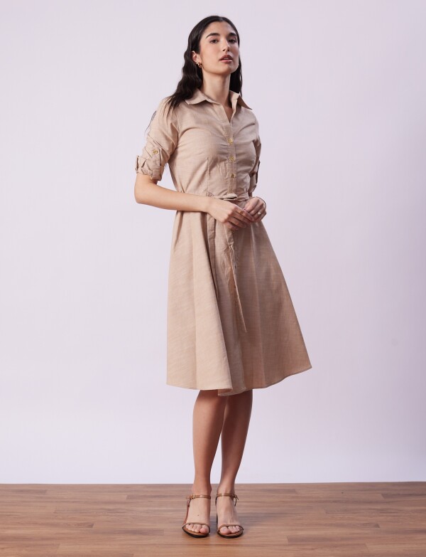 Vestido Camisero Lazo BEIGE