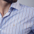 Camisa Luxury Celeste entramado con rayas
