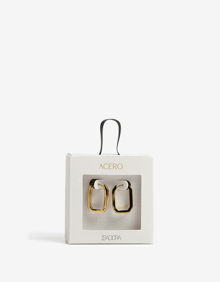 Aros Argollas Strass Argollas Acero Con Cubic - Dorado