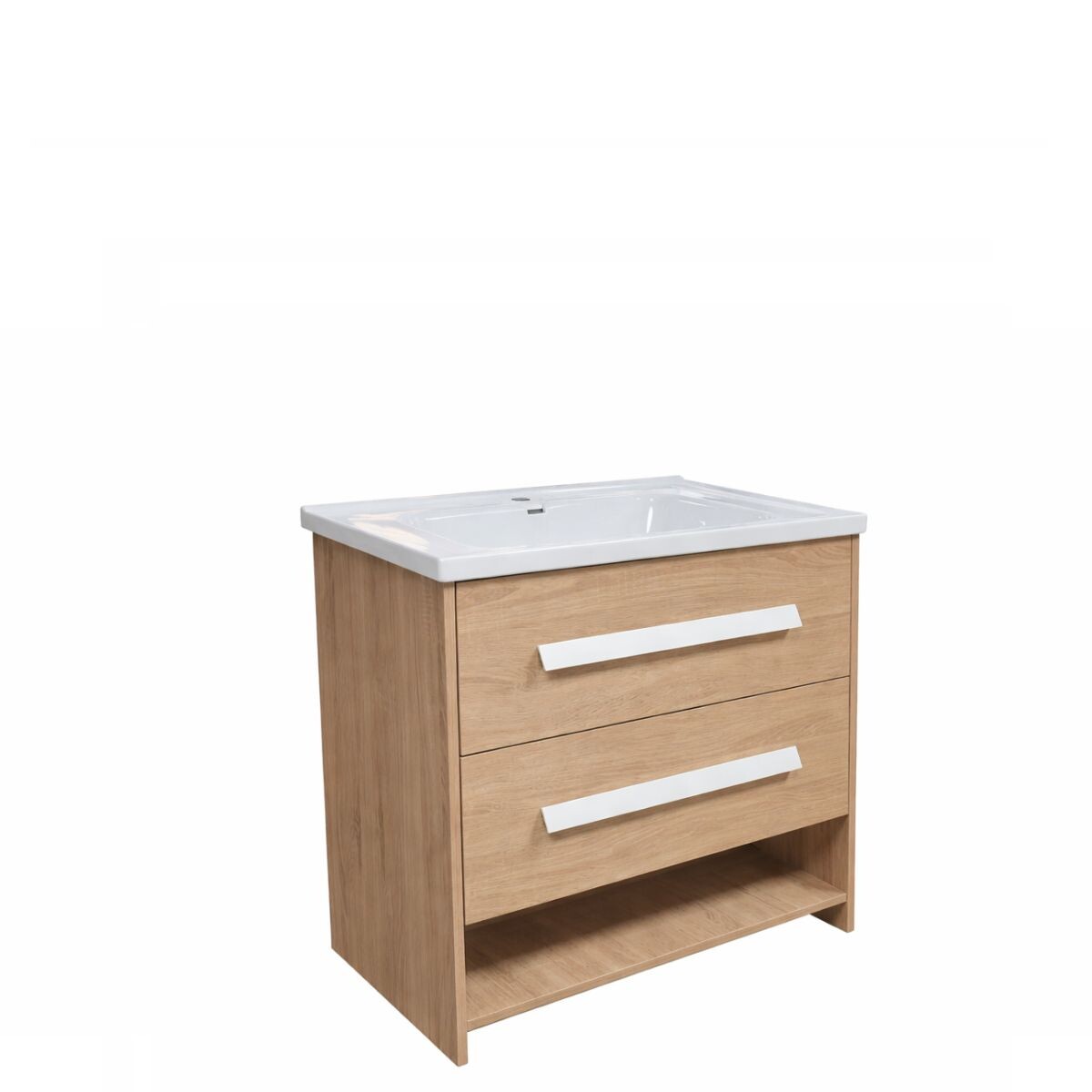 Mueble De Baño De Pie Lucania Oak 80 Cm Con Bacha De Loza 