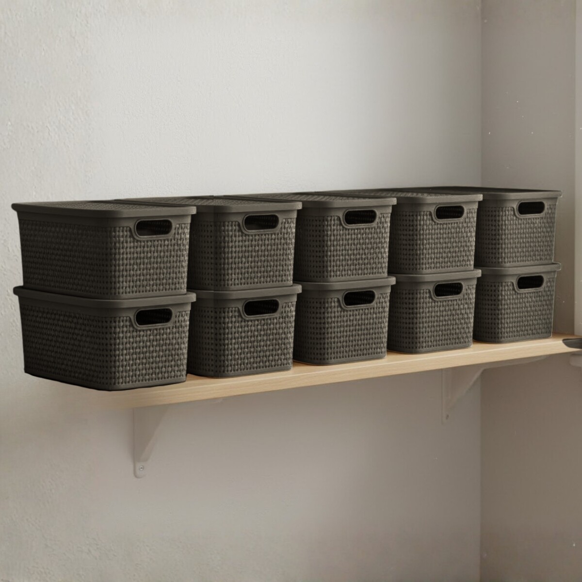 Set x10 caja simil ratán 4 lts - CHOCOLATE 