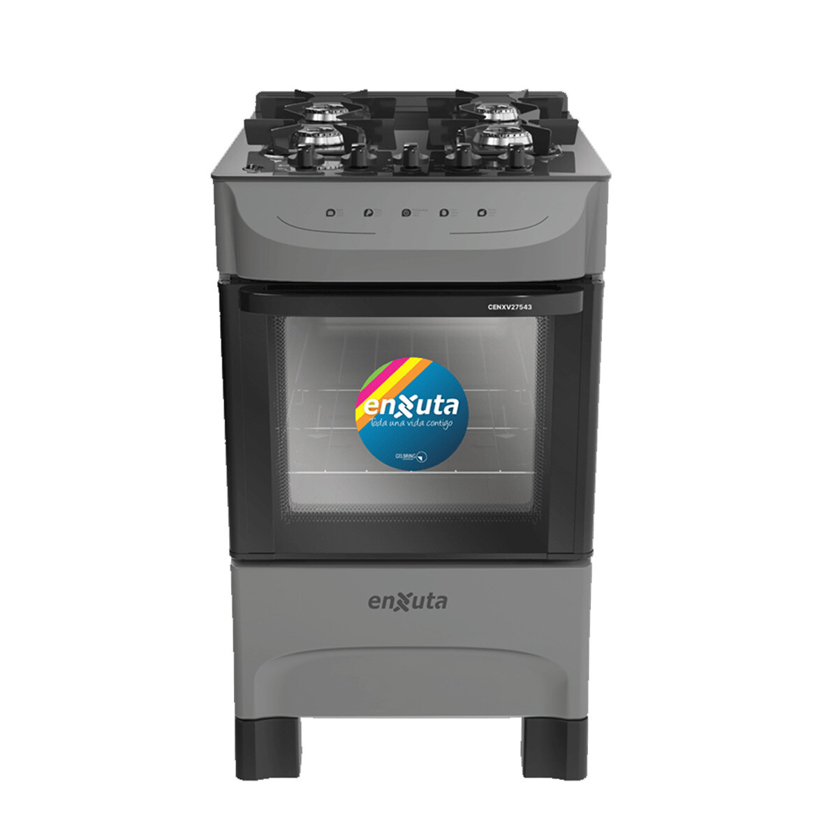 COCINA SUPERGAS 4 HORNALLAS TITANIO MESADA DE VIDRIO Y TERMOCUPLA ENXUTA 