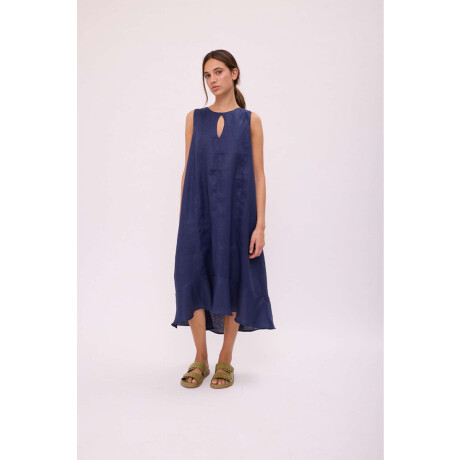 VESTIDO POLK LONG Azul