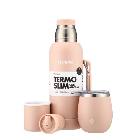 kit termo 750ml base silicona + mate tapa rosa 001