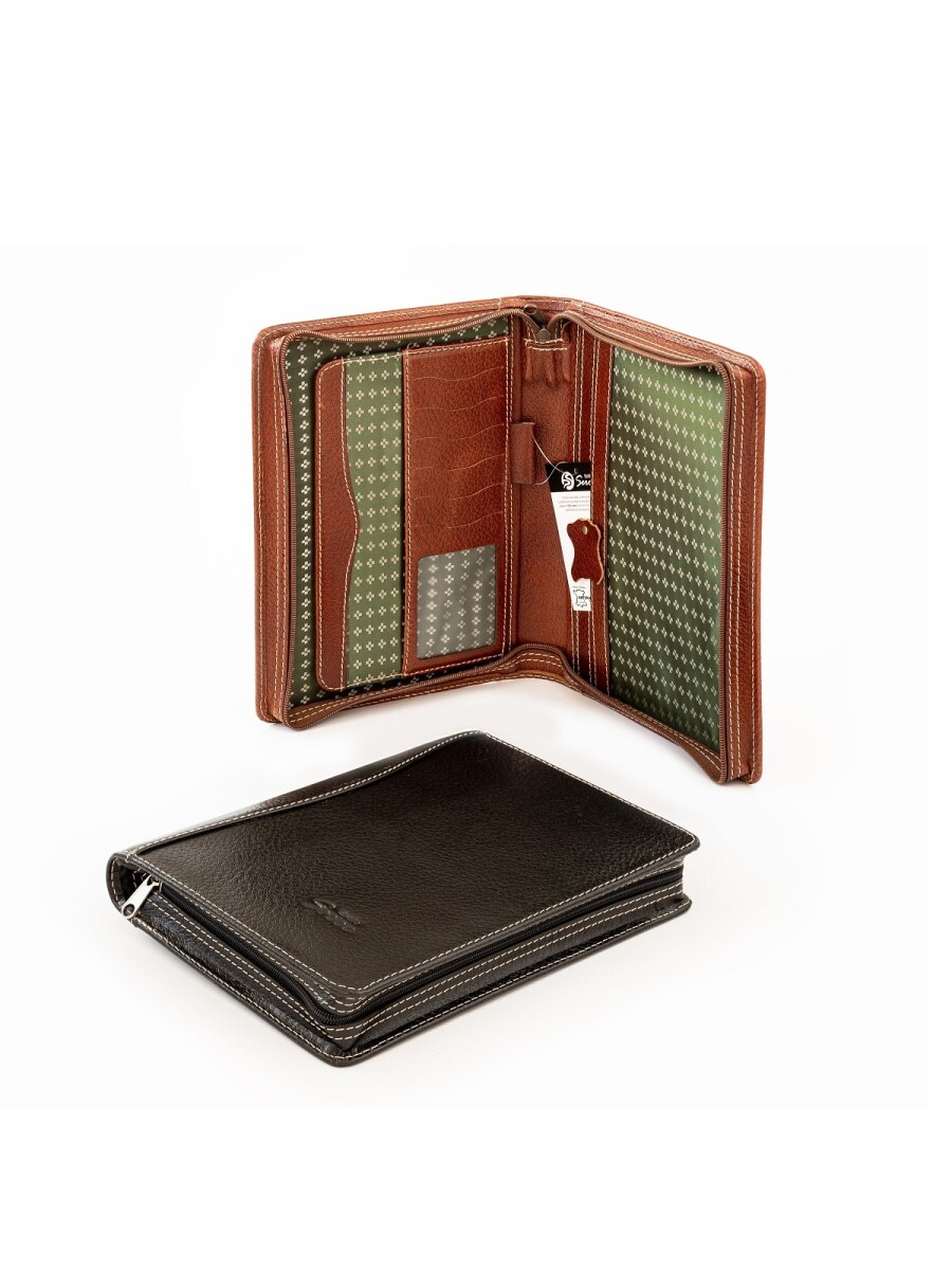 Dosier de Cuero Genuino, Indispensable para Profesionales Modernos. - Negro 