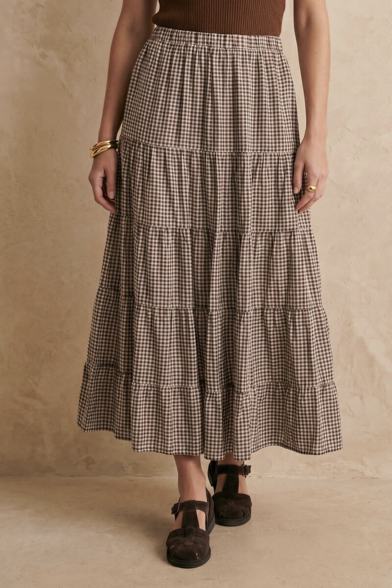Falda Gingham Chocolate