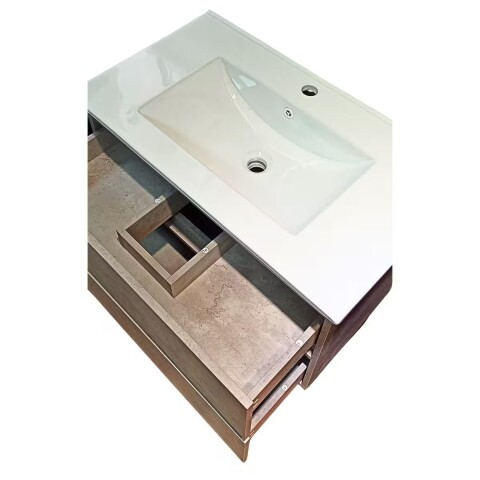 Mueble de baño suspendido Gris Claro 60 cm con bacha de loza Mueble De Baño Suspendido Gris Claro 60 Cm Con Bacha De Loza