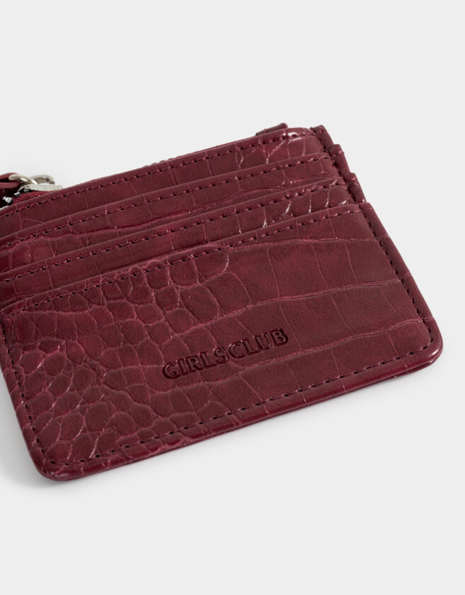 Tarjeteros Tarjetero De Cuerina Burgundy - Rojo Medio
