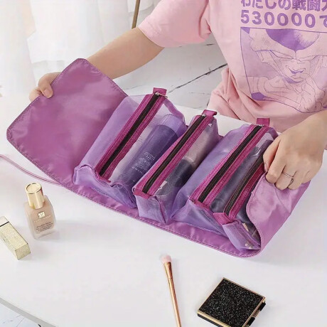 Neceser plegable con estuches con velcro Violeta