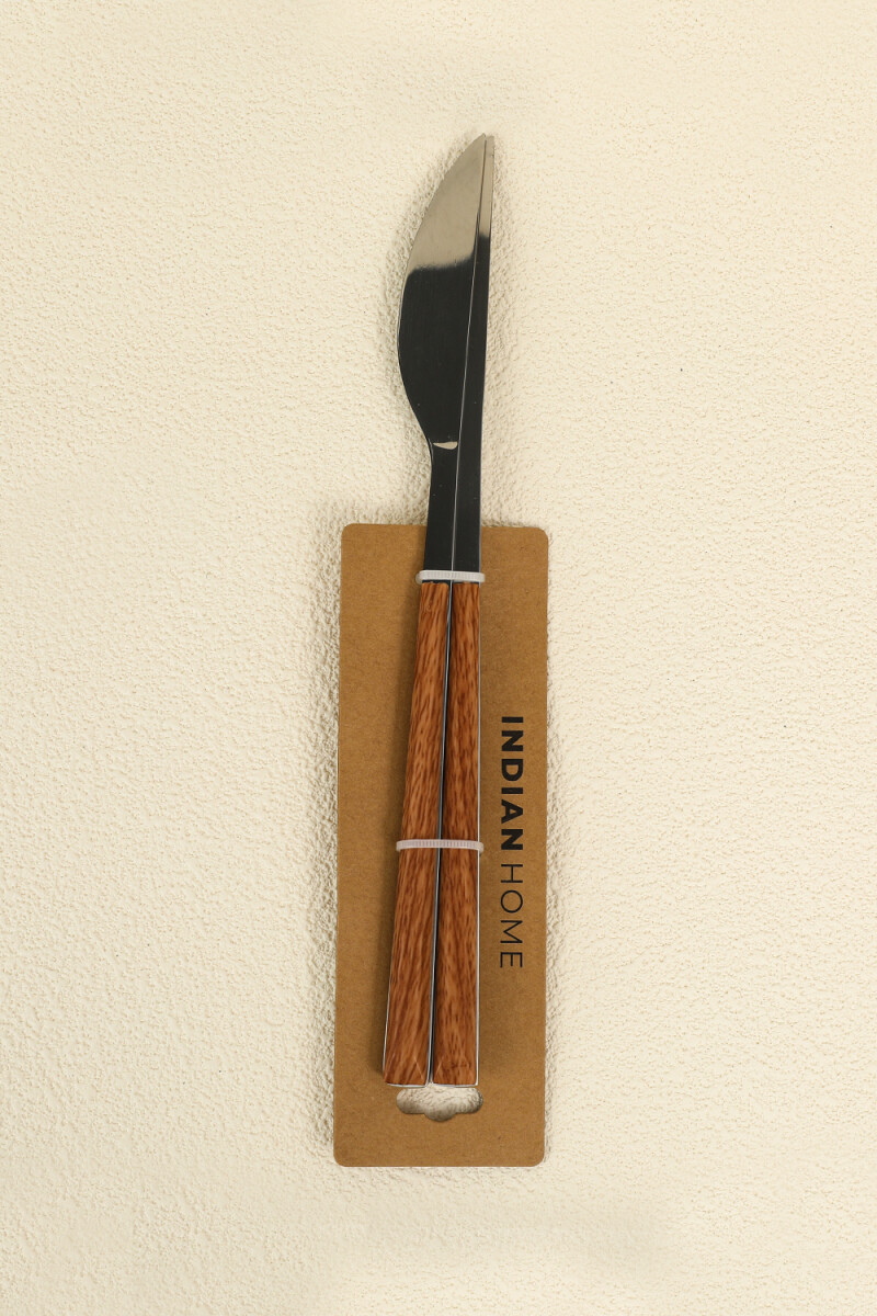 Cuchillo Mango Efecto Madera, Set 2pcs - Plateado 