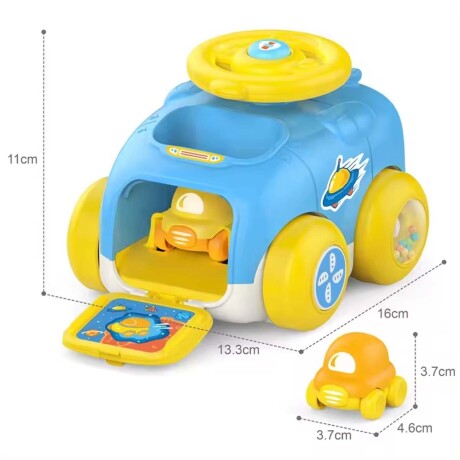Juego Auto Catapulta + 2 Mini Autitos Plástico Bebé Huanger Celeste
