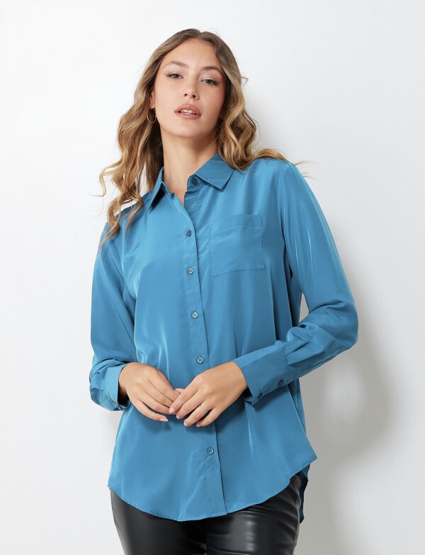 Camisa Saten TURQUESA