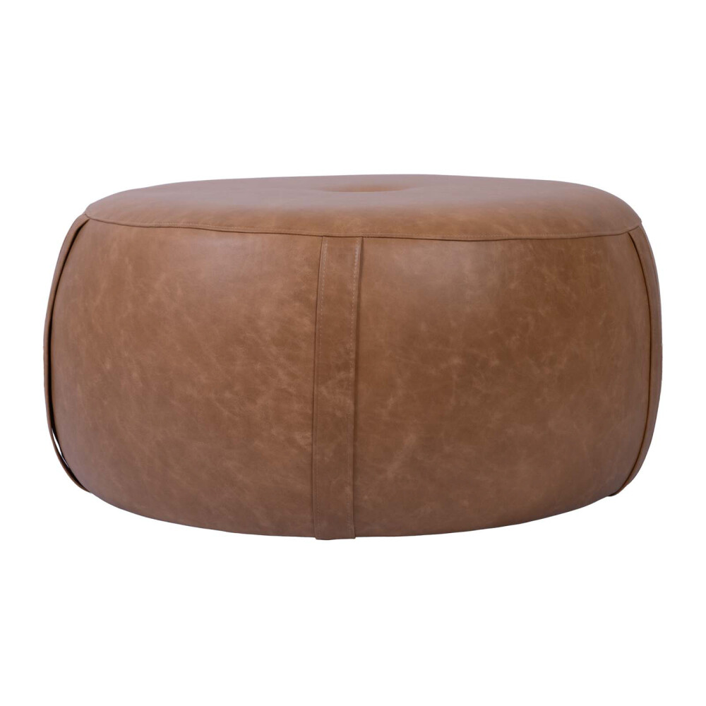 PUFF CUERO MARRON OLTEN CAMEL