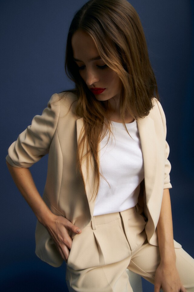 Blazer manga 3/4 beige