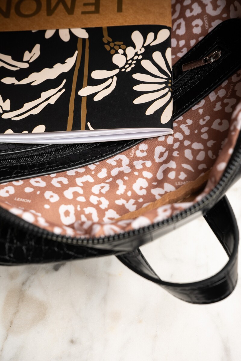 Mochila Midi Croco Negro