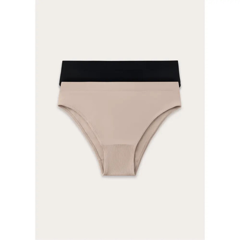 KIT COM 2 CALCINHAS FEM PRETO/BEGE