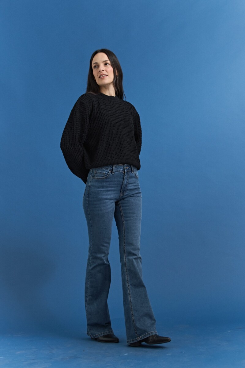 Sweater en punto waffle NEGRO