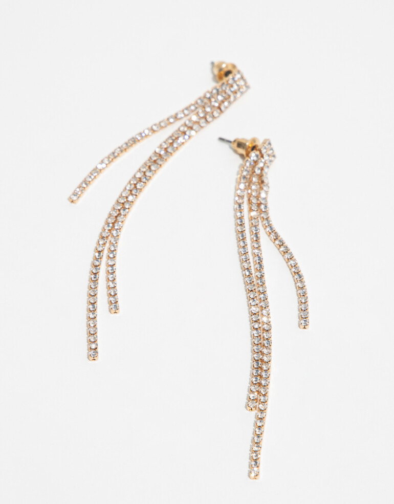 Aros Colgantes Largos Special Price Aros Largos Con Strass - Cristal