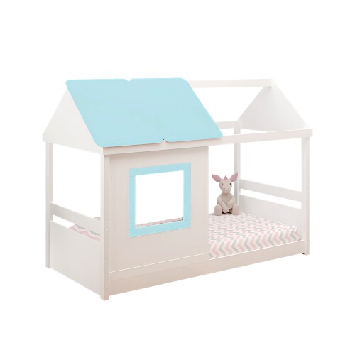 Cama Casita 1 Plaza - Tota B137 Blanco/Azul