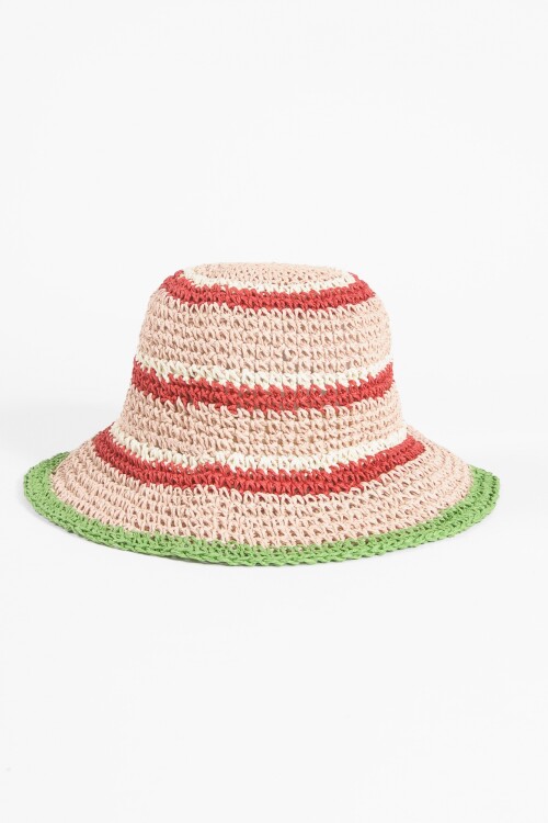 Gorro playero franjas rosa