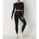 Conjunto Deportivo Dama X3 Piezas Calza Top Ejercicio Yoga Negro