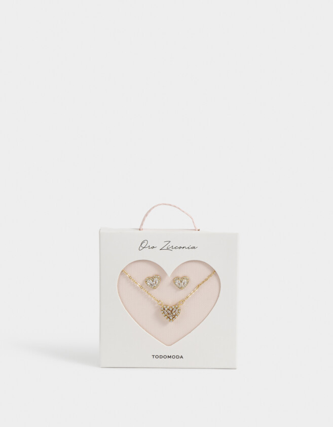 Bijouterie Set Premium Gold Set De Collar Y Aros Pasantes Bañado En Oro - Dorado