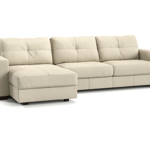 SOFA 100% CUERO - 3 CUERPOS + CHAISE DERECHO - MODELO DOMINI - MARRON CLARO SOFA 100% CUERO - 3 CUERPOS + CHAISE DERECHO - MODELO DOMINI - MARRON CLARO