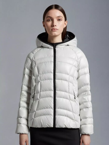 Moncler -Campera de poliéster reciclado con capucha integrada, Narlay Gris