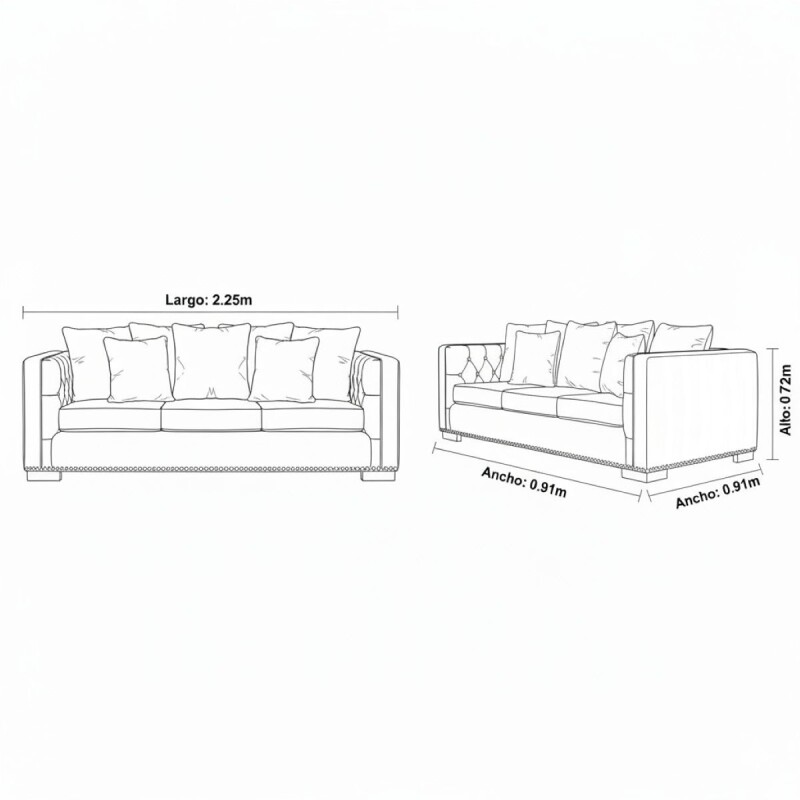 SOFA 3 PUESTOS MARIANA - CRUDO 305530 (CD) Unica