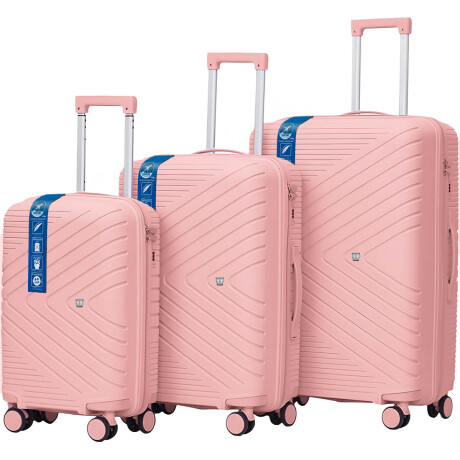 Set X3 Valijas De Viaje Rígidas 4 ruedas 20, 24 y 28 Rosa1