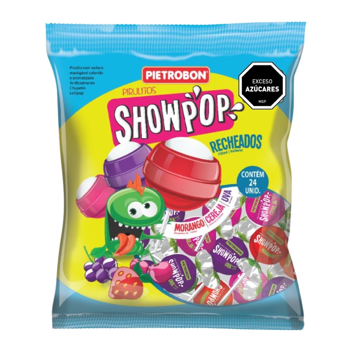 Chupetin relleno Showpop 480g/24 unidades Surtido 