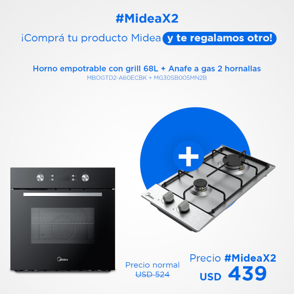 Horno empotrable con grill 68L + Anafe a gas 2 hornallas Horno empotrable con grill 68L + Anafe a gas 2 hornallas