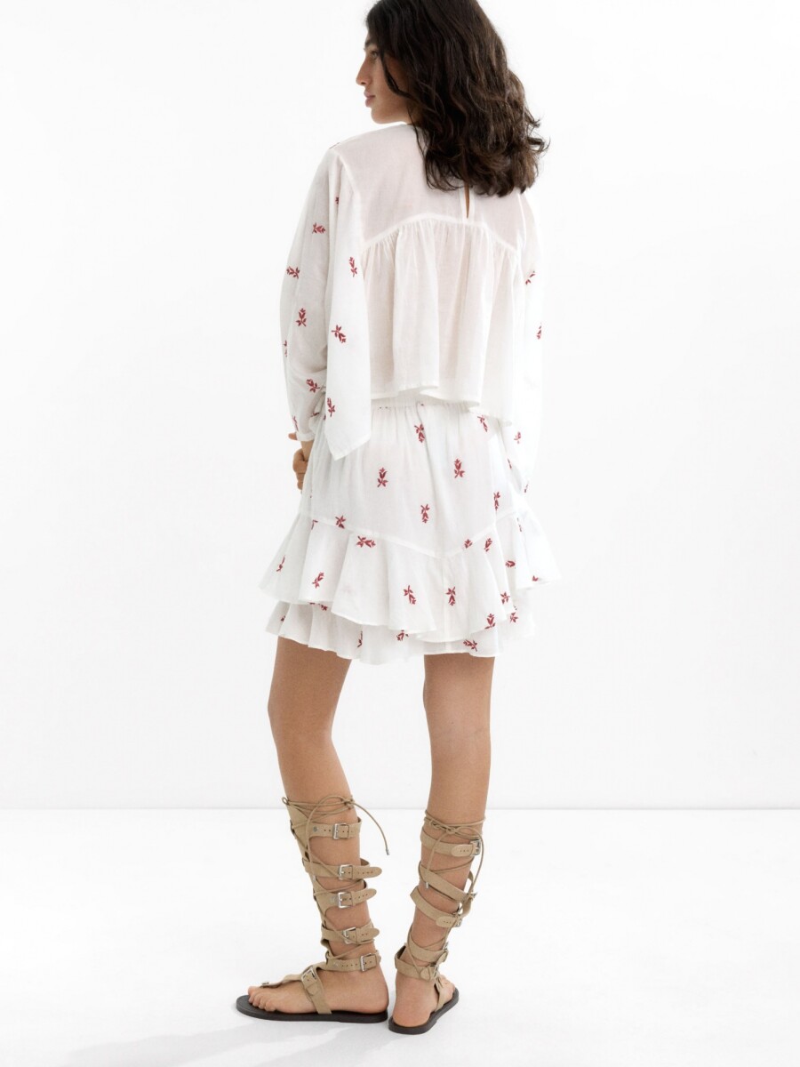 Blusa Con Bordado De 100% Algodón multicolor