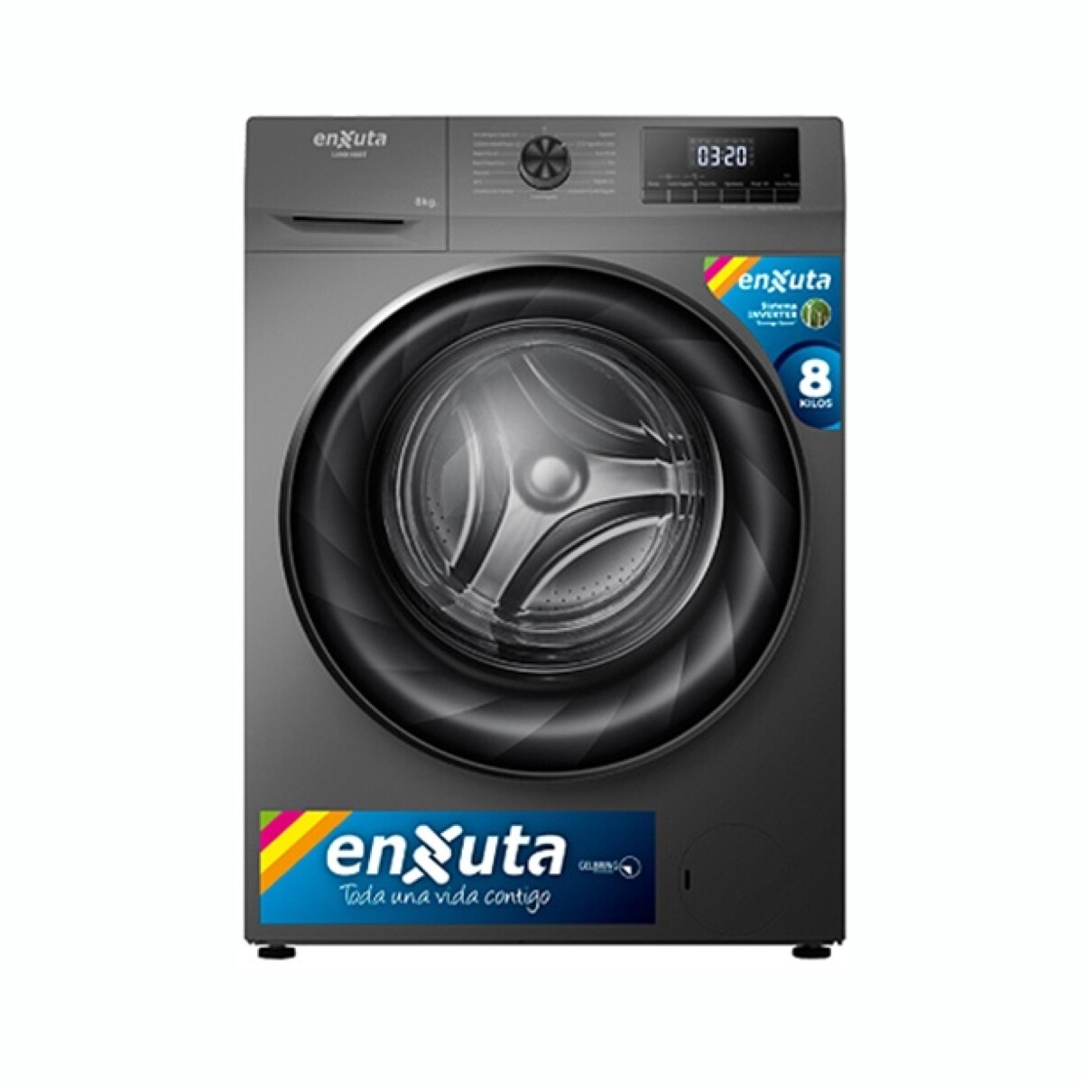 Lavarropas ENXUTA LENX1685T Carga Frontal Capacidad 8Kg - Titanium 