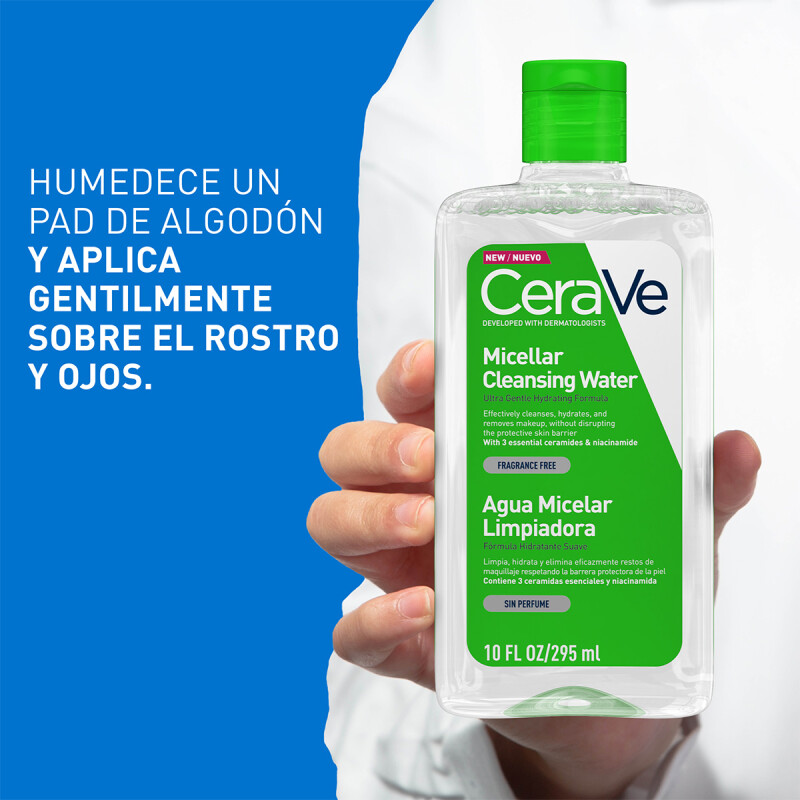 CERAVE AGUA MICELLAR LIMPIADORA 10 OZ - Desmaquillante suave con acido hialuronico y niacinamida CERAVE AGUA MICELLAR LIMPIADORA 10 OZ - Desmaquillante suave con acido hialuronico y niacinamida