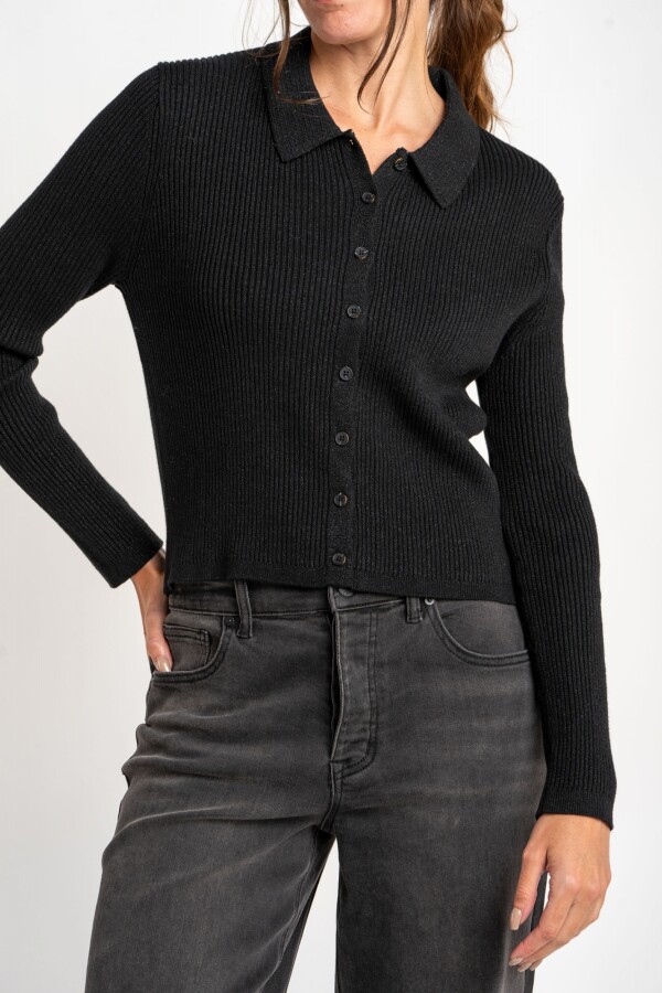 Cardigan Cuello Polo Negro
