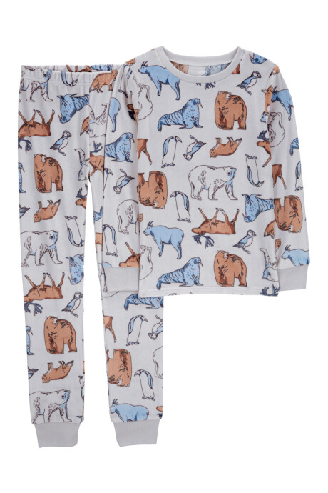 Pijama dos piezas de micropolar, pantalón y remera, diseño animales Sin color