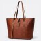 Bolso Soho Tote Simil Cuero Dama Marrón Rojizo