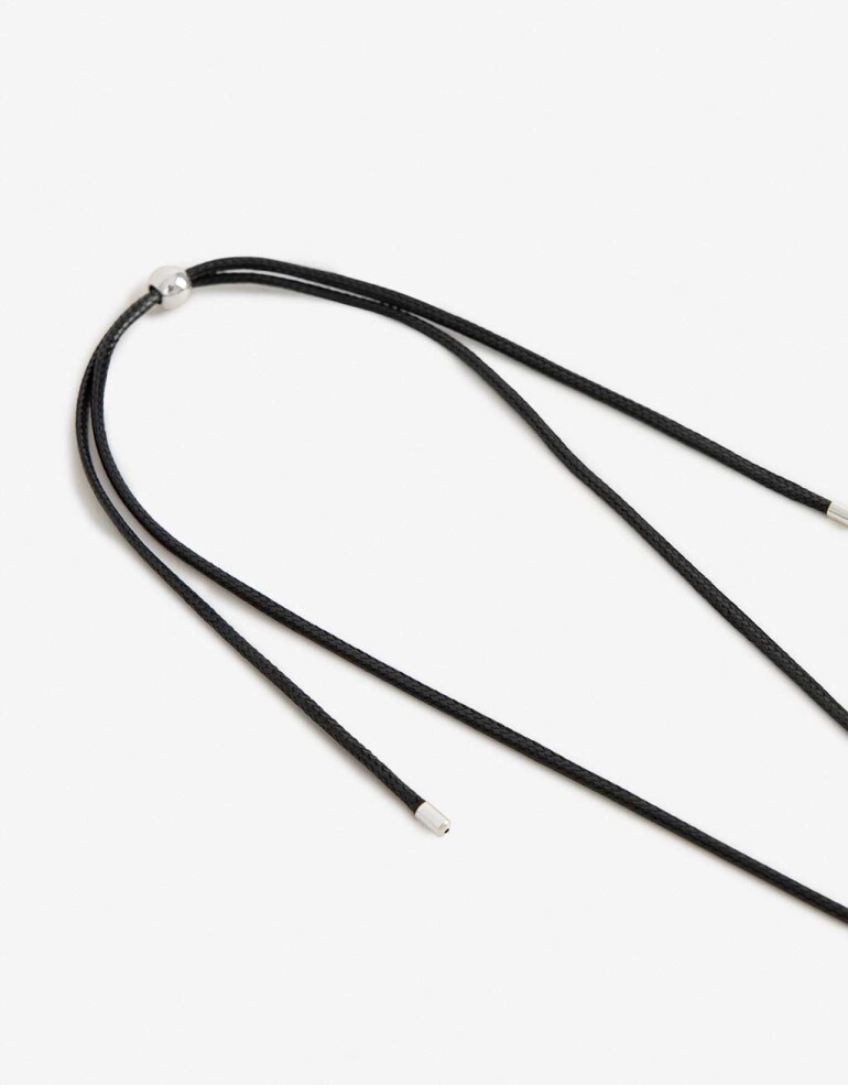 Collares Largos Color Collar Largo Metal Resina - Plateado Niquel