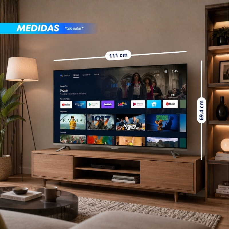 SMART TV 50" FULL HD 4K MOTOROLA CON GOOGLE TV Negro
