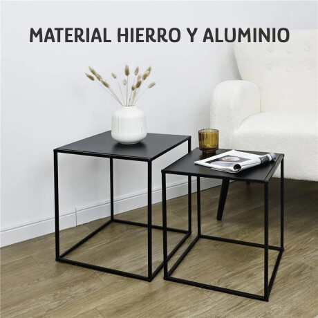 Set x2 Mesas Auxiliares Metal Anidables Decorativas Negro