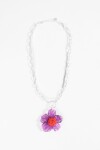 Collar doble cadena dije flor mostacilla plateado
