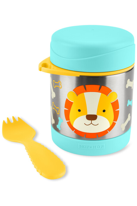 Tupper de acero inoxidable con cubierto diseño león Sin color