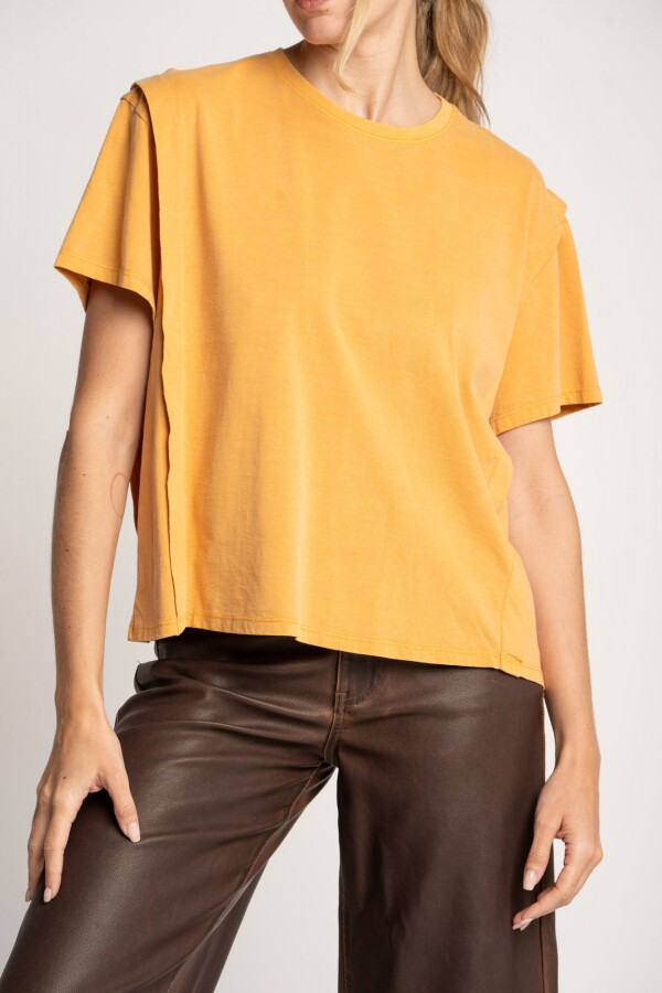 Remera Algodón Mamga Corta Amarillo Mostaz