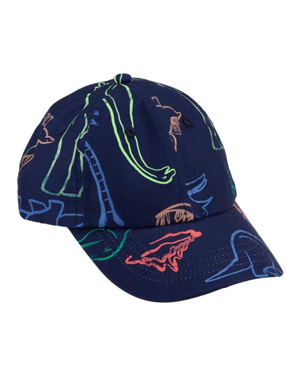 Gorro con visera y protección UPF 50+ diseño dinos. Talles 2-4T 