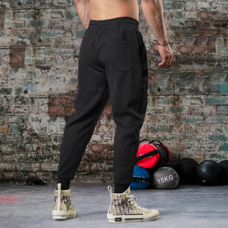 Pantalón Deportivo Entrenamiento Con Puños Hombre Negro