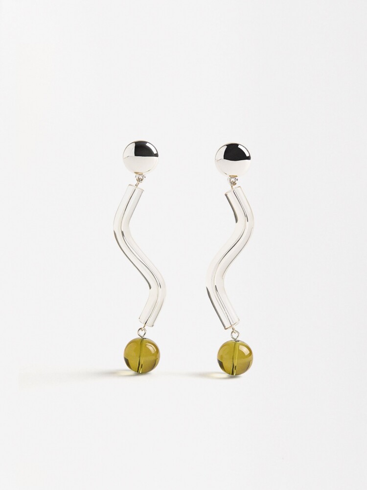 Pendientes Onda Transparentes verde