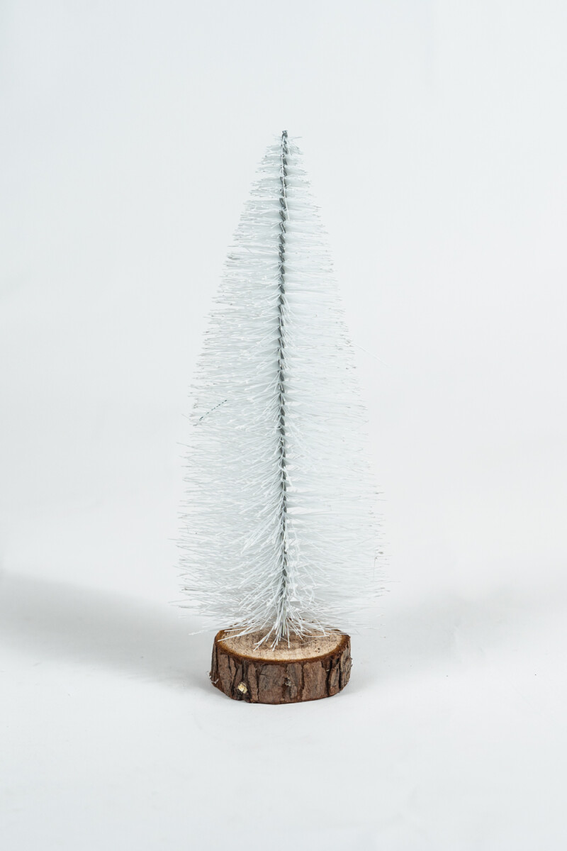 Deco Navidad Pino Nieve Con Base De Madera - Blanco 